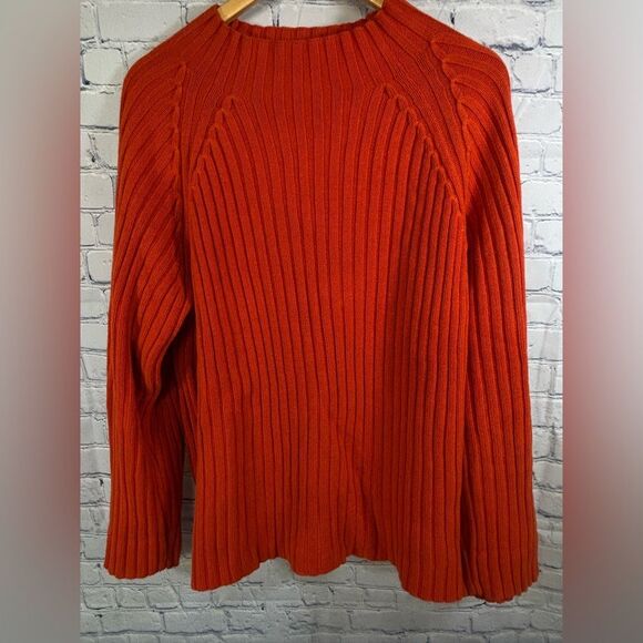 Jones New York Sweaters - Jones New York Orange 100% Cotton Rib Knit Preppy Classic Minimalist Sweater L